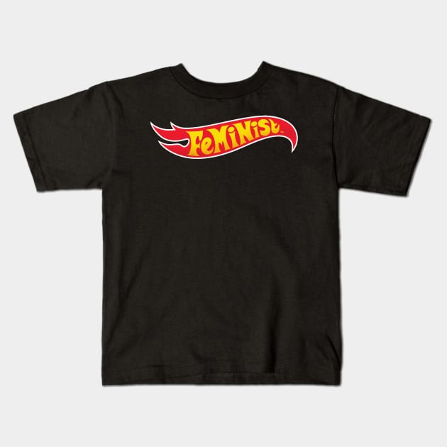 feminist toy car logo Kids T-Shirt by good scribbles